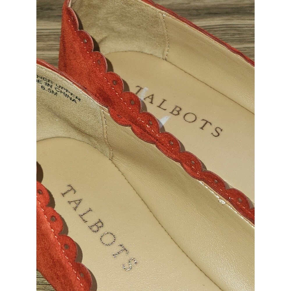 Talbots Women's Slip-on Penelope Scallop Flats leather Suede Orange, Sz 6.5 Med - Picture 9 of 15